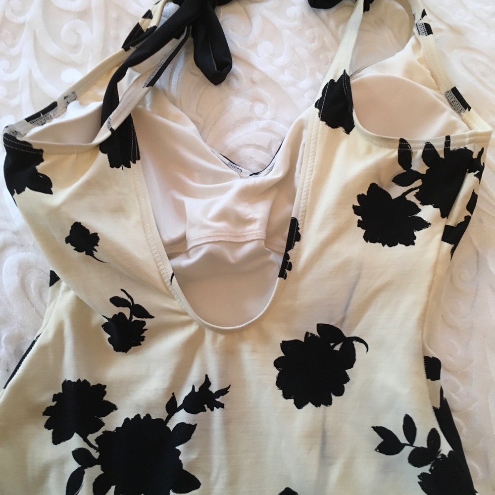 Kate Spade Cream One-Piece Swimsuit with Black Floral Print - Picture 10 of 12